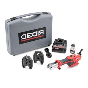 PLUMBING AND DRAIN CLEANING | Ridgid 72553 RP 115 Lithium-Ion Cordless Mini Press Tool with ProPress Jaws and Battery Kit (2.5 Ah)