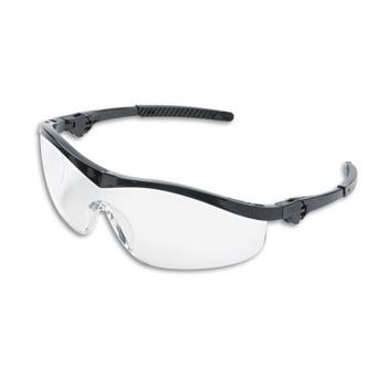 SAFETY GLASSES | MCR Safety ST110 Storm Black Nylon Frame Wraparound Safety Glasses - Clear Lens (12/Box)
